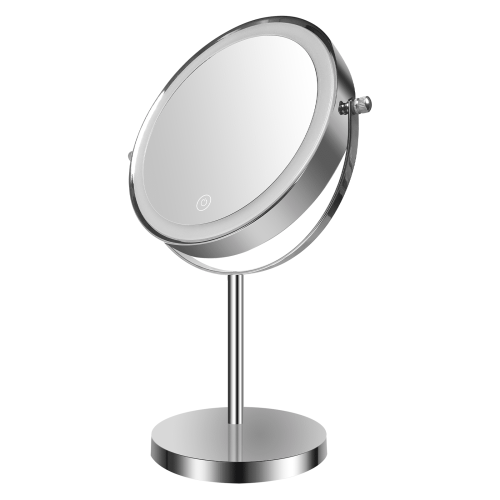 8-inch Makeup Mirror with Lights, Double Sided 1X/10X Magnifying Mirror, 3 Color Lighting Dimmable Vanity Mirror with 360° Swivel 8-inch Makeup Mirror with Lights, Double Sided 1X/10X Magnifying Mirror, 3 Color Lighting Dimmable Vanity Mirror with 360° Swivel