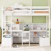 Twin Loft Bed With Storage Shelves, Drawers, Seat And Desk For White Color