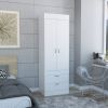 Lisboa Armoire, Rod, Double Door, Two Drawers, Metal Handles -White