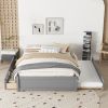 FULL BED WITH TWIN SIZE TRUNDLE AND TWO DRAWERS FOR GREY COLOR