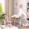 Qaba Kids Desk and Chair Set, Height Adjustable Kids School Study Desk and Chair Set with Tilt Desktop, Storage Drawer & Book Stand for Writing