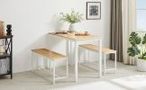 Dining Table Set, Bar Table with 2 Dining Benches, Kitchen Table Counter with Chairs, Industrial for Kitchen Breakfast Table, Living Room, Party Room