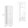 Lisboa Armoire, Rod, Double Door, Two Drawers, Metal Handles -White