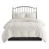3 Piece Tufted Cotton Chenille Damask Duvet Cover Set