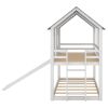 Twin over Twin House Bunk Bed with Slide and Windows