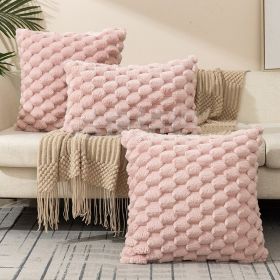 Plush Faux Fur Throw Pillow Covers Plaid Texture Decorative Pillow Case Cushion Cover (Color: pink, size: 50X50CM)