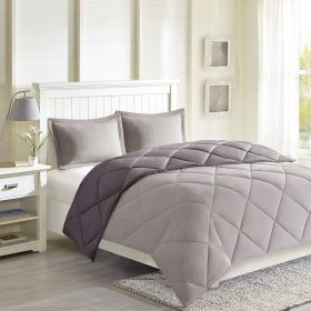 3M Scotchgard Diamond Quilting Reversible Down Alternative Comforter Set (Color: as pic)