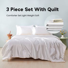 3 Count Pink Bedding Set (Color: White, Bedding Size: Queen Size)