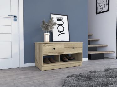 Tulip Storage Bench, Two Drawers, Two Shelves (Color: as pic)