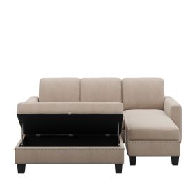 [New] [VIDEO provided] 81.1*76.3*35" Reversible Sectional Couch with Storage Ottoman L-Shaped Sofa,Sectional Sofa with Chaise (Color: as pic)