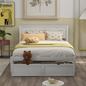Full Size Platform Bed with Under-bed Drawers (Color: White)