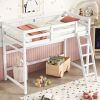 Twin Size High Loft Bed with inclined Ladder, Guardrails