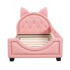 Twin Size Upholstered Daybed with Carton Ears Shaped Headboard