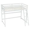 Twin Size High Loft Bed with inclined Ladder, Guardrails