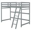 Twin Size High Loft Bed with inclined Ladder, Guardrails
